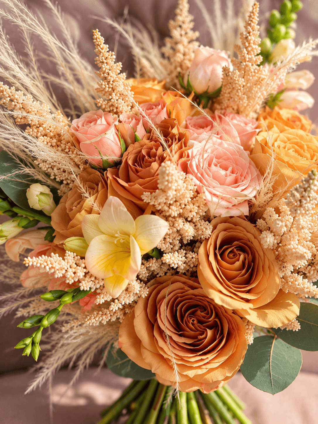 Buchet de mireasă — Buchet în tonuri de scorțișoară
