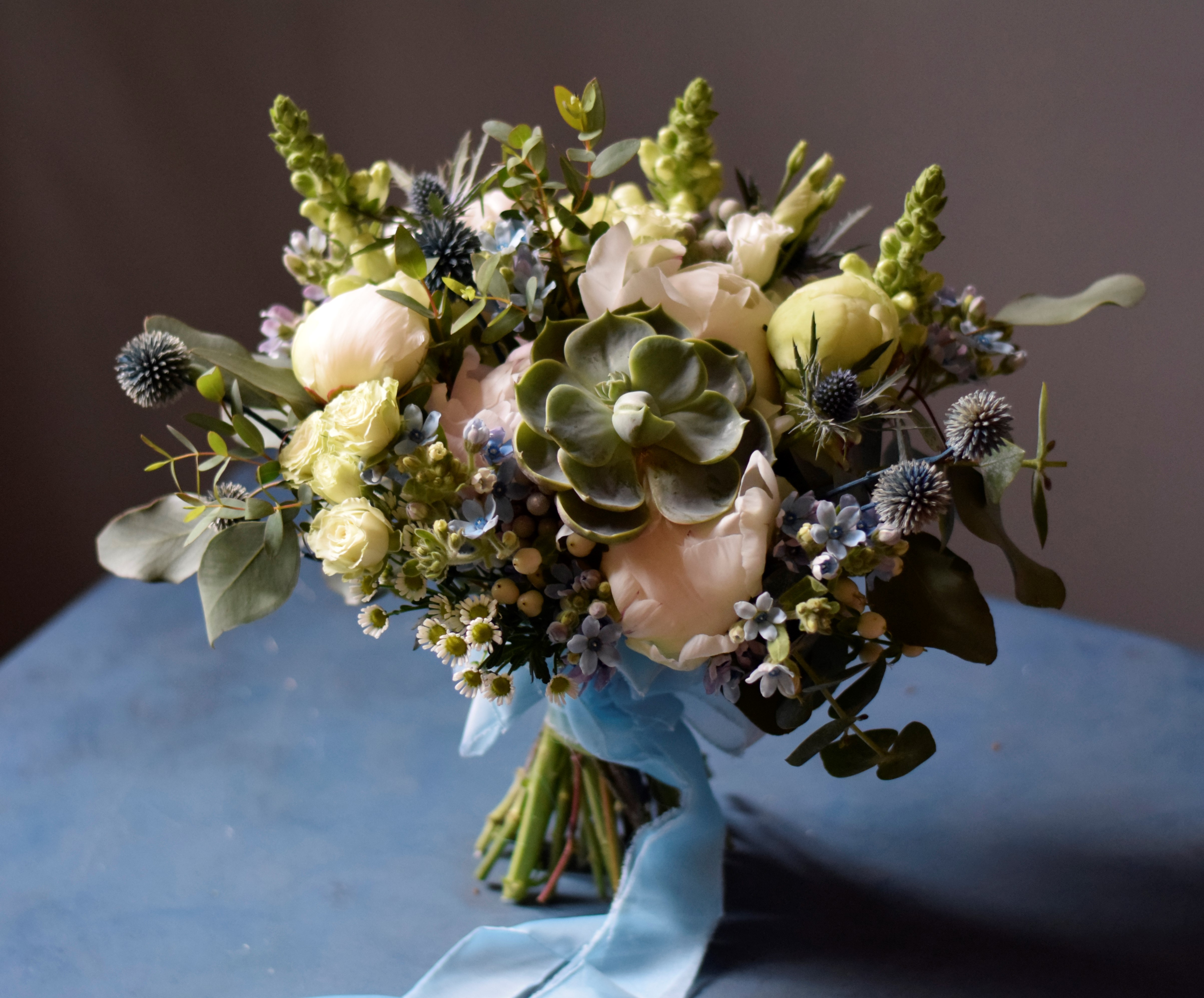 buchet mireasa bleu