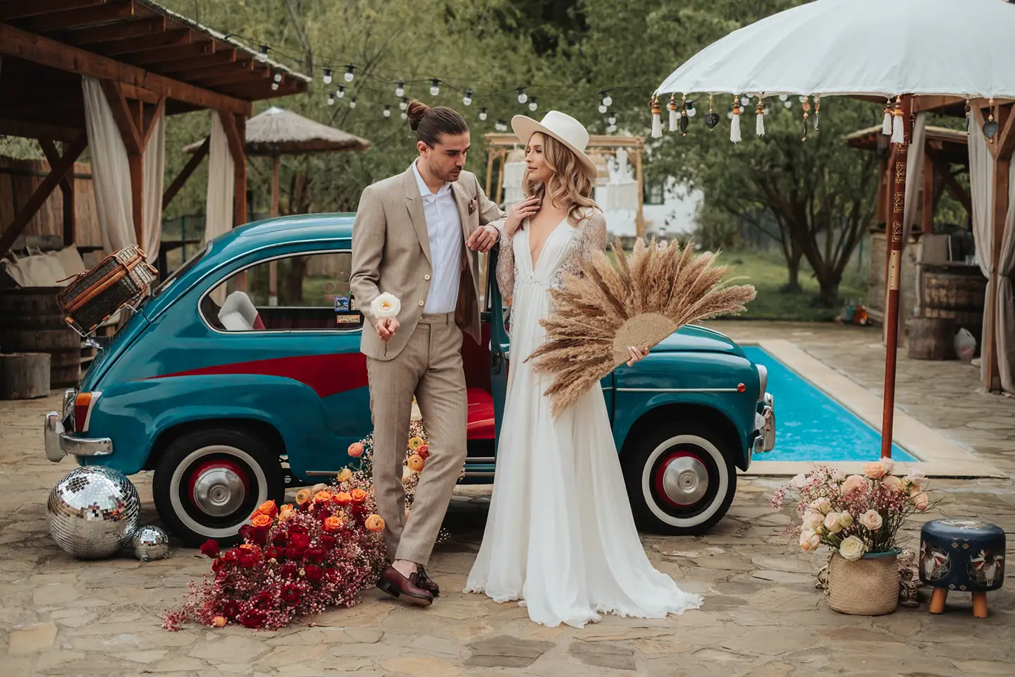 Boho Disco Decor Wedding Bohemian Flowers